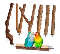 ibasenice 7 Pcs Natural Wood Bird Perches for Parrots Chew and Play Stands for Parakeets Easy to Install Bird Cage Accessories Extra Platforms for Relaxation and Fun