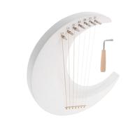 ibasenice 7 String String Lyre Harp Moon Shaped Wooden Lyre Instrument with Tuning Wrench Compact Beginner-friendly Design for Music Performance and Versatile Sound Genres
