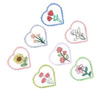 ibasenice 7pcs Heart Embroidery Cloth Patches for DIY Sewing, Assorted Colour Cloth Material, for Decorating and Mending Clothes Or Backpacks