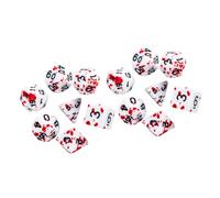 ibasenice 7pcs Multi-Sided Opaque Blood Splatter Dice Set for Role Playing Games, White with Red Speckles, Digital Polyhedron Gaming Dice Accessories for Rpg and Tabletop Use
