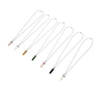 ibasenice 7Pcs Natural Hexagonal Prism Crystal Necklace Set with Clavicle Chains, Multi-Color Pendant Jewelry for Women, Delicate Decorative Necklaces for Everyday Wear