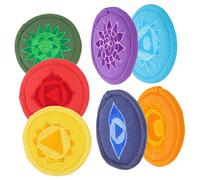 ibasenice 7pcs Tibetan Singing Bowl Cushion Embroidered Protective Polyester Mat with Delicate Buddhism Style and Assorted Colors for Meditation and Sound Baths