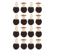 ibasenice 8 Pairs Horn-Style Coat Sewing Toggles with Scalloped PU Leather Trim, Small Dark Coffee Vintage Fasteners Set for Winter Outerwear and Blazer Upcycling