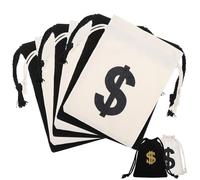 ibasenice 8 Pcs Cotton Drawstring Bags Money Bag for Cash Storage Sturdy Canvas Pouches with Easy Drawstring Closure White Black for Candy Cookies and Small