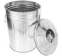ibasenice 8l round Metal Office Garbage Can with Lid, Corrosion-resistant Iron Waste Bin for Kitchen, Home, and Outdoor Use, Large Capacity and Modern Contemporary Style