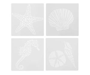 ibasenice 8pcs Drawing Stencils DIY Stencils Reusable Pet Material Beige Seahorse Shell Sea Star Creative Funny Painting Templates for Wood Decoration