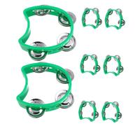 ibasenice 8pcs Green Plastic Tambourine for Ergonomic Easy Grip Handheld Bells Dynamic Crisp Sound Music Enlightenment for Preschool Rhythm Coordination and Team Activities