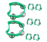 ibasenice 8pcs Green Tambourine Musical Instrument with Jingles Easy to Grip Hand Shaking Bells for Music Enlightenment for Early Learning and Parent Interaction