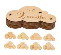 ibasenice 8pcs Khaki Wooden Baby Growth Signs Photo Prop with Chic Cloud Pattern for Monthly Progress Record and Nursery Wall Décor