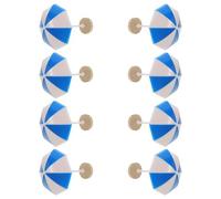 ibasenice 8pcs Miniature Blue Beach Umbrella Model with Base for Dollhouse Micro Landscape Compact DIY Craft Decoration Realistic Sunshade for Moss Garden Scenes and Tabletop Styling
