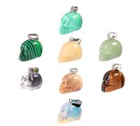 ibasenice 8pcs Skull Pendant DIY Accessory, Natural Stone Skull Pendant, Handmade Jewelry Part, Chic Carved Charm for Jewelry Making and Handicraft DIY Use