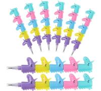 ibasenice 8Pcs Stackable Non-Sharpening Unicorn Pencils for, Black Lead Multi-Head Plastic Drawing and Writing Pencils, Cute Cartoon Stationery Set for School and Home Use