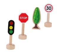 ibasenice 8pcs Wooden Traffic Sign Educational Street Road Signs for Early Learning Lightweight Bright Playthings for Boys