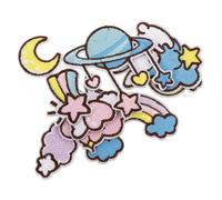 ibasenice 9pcs Embroidery Planet and Rabbit Patches for Clothes DIY Decoration, Iron on Polyester Fabric Appliques with Creative and Simple Style for Jackets, Bags and Hats