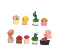 ibasenice 9pcs Miniature Dollhouse Plants Artificial Tiny Resin Succulent Cactus Decorations for DIY Micro Landscape Desktop Bookshelf Everlasting Greenery Space-saving Micro Garden Supplies