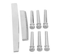 ibasenice Acoustic Guitar Bridge Pins and Saddle Nut Metal Folk Guitar String Pin Nails for Stable String Security Clearer Tone Easy Installation Maintenance Accessories