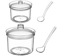 ibasenice Acrylic Seasoning Storage Jars Set with Spoon and Lid, Large and Small Sugar and Chili Containers for Restaurant and Home Cooking