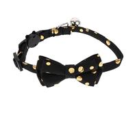 ibasenice Adjustable Black Bowknot Cat Collar with Detachable Safety Buckle Breathable Comfortable Pet Ornament for Daily Wear and Christmas Party Accessories