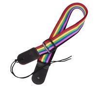 ibasenice Adjustable Colorful Ukulele Strap Soft Fabric Neck Strap for Soprano Tenor String Instruments Comfortable Shoulder Support with Dark Rainbow Pattern for Hawaiian Music and Concerts