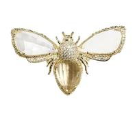 ibasenice Adjustable Crystal Bee Ring for Women, Gold Plated Fashion Finger Ring, Stylish Bug Motif Suitable for Index and Joint Fingers