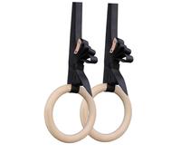 ibasenice Adjustable Gymnastic Rings with Straps for Outdoor Strength Training Premium Wood Fitness Rings for All Ages Versatile Workout Equipment for Core Engagement and Muscle Development