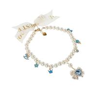 ibasenice Adjustable Pearl Cat Necklace with Heart Pendant for Small Dogs and Cats Elegant Pet Jewelry Collar with Sophisticated Design and Safety Features Stylish Accessory for Daily Wear