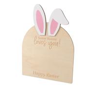 ibasenice Adorable Pink Easter Bunny Wooden Ornament Baby Room Decor Memory Keepsake for Child's Room and Baby Shower