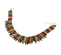 ibasenice African Ethnic Wooden Bead Necklace for Women Colorful Chunky Beaded Choker with Unique African Patterns Stylish Party Jewelry Highlighting Cultural Charm and Versatile Fashion
