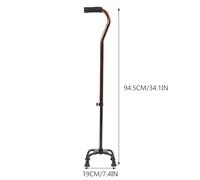 ibasenice Aluminum Alloy Adjustable Folding Walking Cane for Seniors with Non-slip Large Quad Base, Lightweight Anti-slip Hiking Stick for Stair Climbing and Daily Mobility Aid