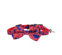 ibasenice American Flag Cat Collar with Bow Tie Holiday Cat Collars for Pets Comfortable and Breathable Design for Parties Birthdays and Christmas Celebrations