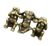 ibasenice Antique Brass Monkey Statue Retro See No Evil Ornament for Home and Office Decoration Handcrafted Pure Brass Monkey Sculpture