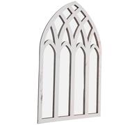 ibasenice Arched Window Wall Mirror, Small Window Mirror, Wood Framed Acrylic Wall Sticker Decor, White, 42x27cm, for Study and Living Room, Gothic Rustic Farmhouse Modern