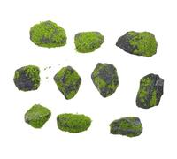ibasenice Artificial Moss Covered Rocks Irregular Shaped Decorative Faux Stones 10pcs with Lifelike Green Moss Made of Stone and Foam, Nonabsorbent and Resistant to Decay, for Fairy Garden