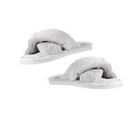 ibasenice Autumn Winter Warm Plush Cross Band Slippers for Women Open Toe Cozy Home Footwear with Thickened Sole Soft Material Machine Washable Indoor Shoes