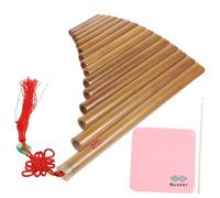 ibasenice Bamboo Pan Flute Wind Instruments Educational Pan Flute for Musical Instrument at School Cleaning Rod and Cloth Design