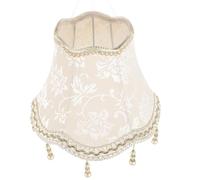 ibasenice Bead Fringe Fabric Lamp Shade 25Cm Diameter Jacquard Cloth Lampshade Decorative Replacement Lamp Cover for Romantic Settings in Beige