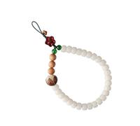 ibasenice Beaded Phone Charm with Retro Phone Lanyard Design Featuring Simulation Jade and Wood Material Comfortable to Use for Hiking and Jogging Scenarios