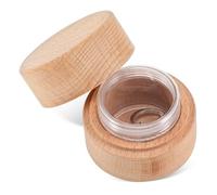 ibasenice Beech Wood Ring Holder Box with Clear Inner Case Small Round Jewelry Display for Engagement Rings and Ear Studs Polished Rustic Wooden Storage for Vanity Travel