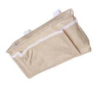 ibasenice Beige Cotton and Linen Bedside Sundries Container Hanging Storage Bag with Two Small Front Pockets Mesh Side Pockets Fine Workmanship for Living Room