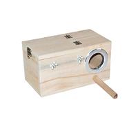 ibasenice Bird Parrot Holder Wooden Nesting Box with Clear View Window Medium with Random Left Right Openings for Bird Watching and Nesting of Songbirds and Finches