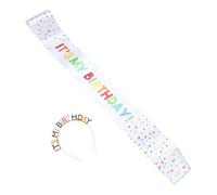 ibasenice Birthday Sash and Crown Set for Women with Satin Fabric and Zinc Alloy Materials, Stylish and Easy to Match Headband for Birthday Party and Festive Events, Quick Party