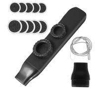 ibasenice Black Double Hole Kazoo for Adults with Dual Flute Holes Design, Made from Sturdy Abs and Silicone, Portable and Easy Carrying Musical Instrument with Replacement Lanyard