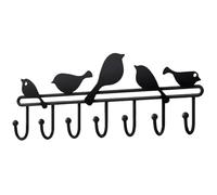 ibasenice Black Iron Wall Mount Coat Rack with 7 Bird Shape Hooks, Multi-Functional Large Capacity Hanger for Clothes, Hats and Jackets, for Home Storage and Organisation