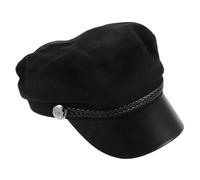 ibasenice Black Wool Beret Cap Women Vintage British Style Newsboy Cabbie Hat Panel Octagonal Sailor Flat Cap for Outdoor Driving Hunting Autumn Winter