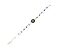 ibasenice Bohemian Style Evil Eye Bracelet for Women Chic Gold and Blue Eye Wristband Hand Jewelry Accessory Fashionable Turkish Design Random Style Wrist Chain