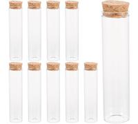 ibasenice Borosilicate Glass Test Tubes with Cork Lids Sealed Storage Bottles 10pcs for Mini Beads and Reagents, for Experiments and Remaking Artwork