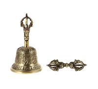ibasenice Brass Vajra Bell Pestle 9cm Handcrafted Tibetan Meditation Bell for Buddhist Rituals and Home Decor