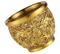 ibasenice Brass Wealth Basin Tabletop Treasure Bowl Ornament Chinese Style Bowl Design Small Object Storage Wealth Gathering for Study and Collection