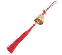 ibasenice Brass Wind Chime Chinese Knot and Red Tassel, Gourd-shaped Hanging Ornament for Car Rearview Mirror, Cute Car Mirror Decor and Feng Shui Charm for Vehicle Accessories
