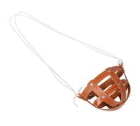 ibasenice Breathable Lightweight Leather Horse Muzzle with Hollow Design and Strap for Grazing and Medium Mouth Cover for Cattle and Horses